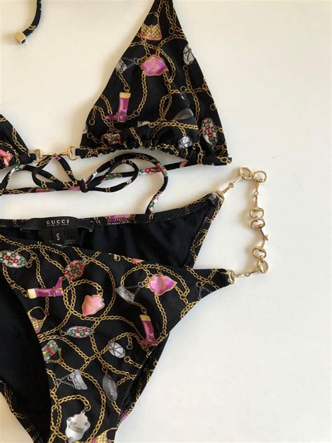 women gucci swimsuits|Gucci bikini chain.